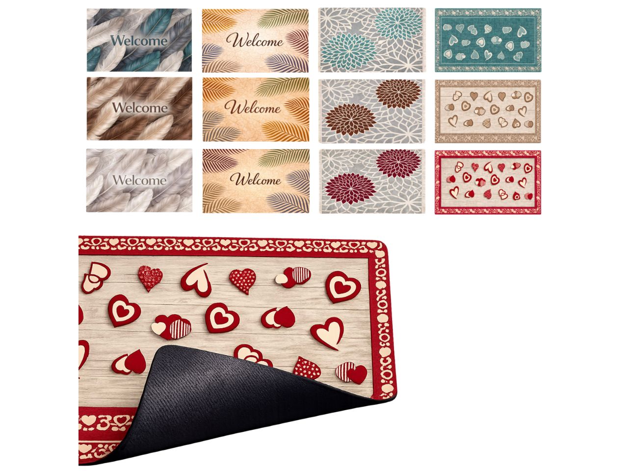 Tappeto in poliestere e gomma 70x45cm in fantasie assortite