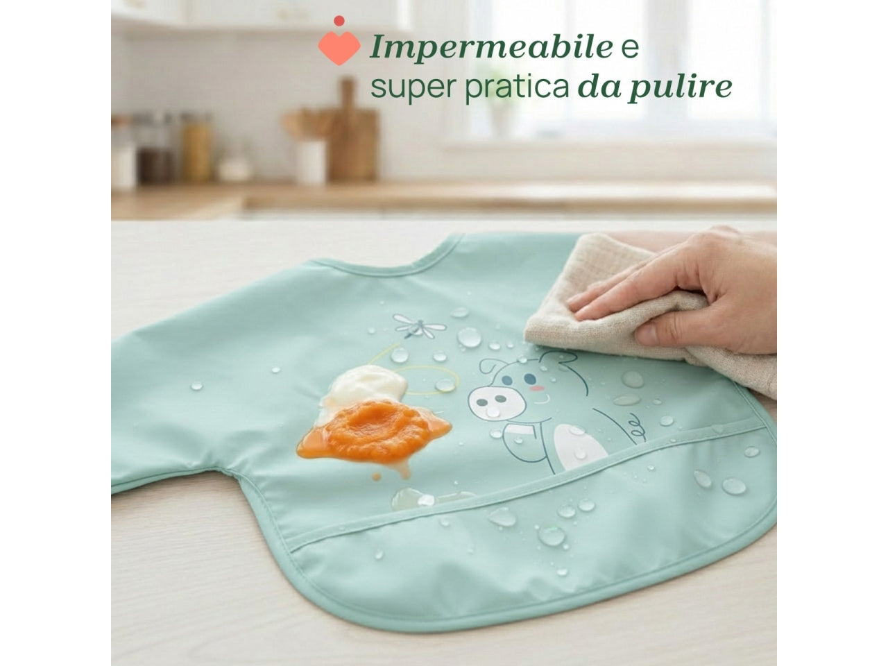 Chicco bavaglina maniche 6m+ azzurro