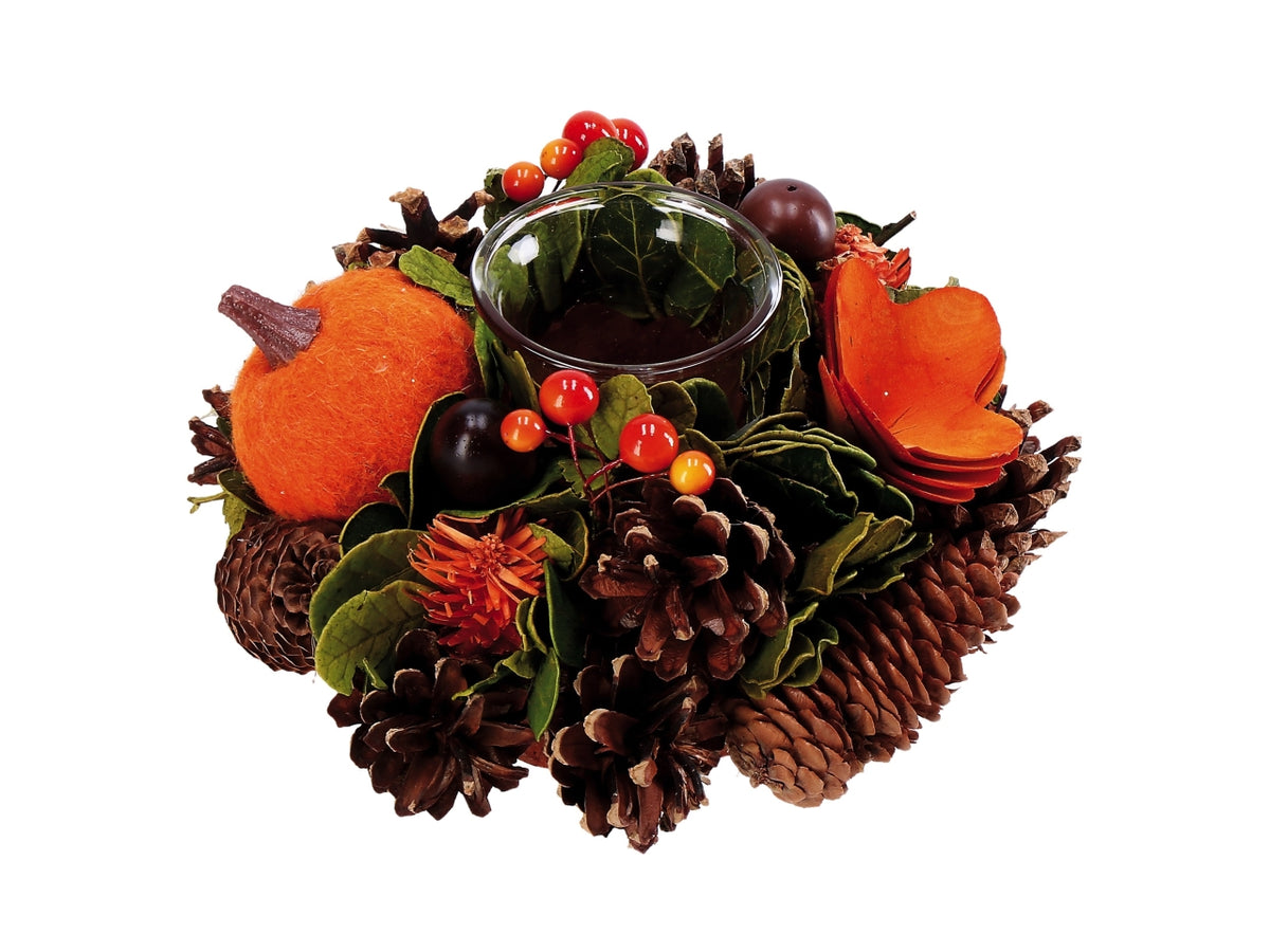 Portatealight con zucche 18xh.10cm in 3 varianti di colori
