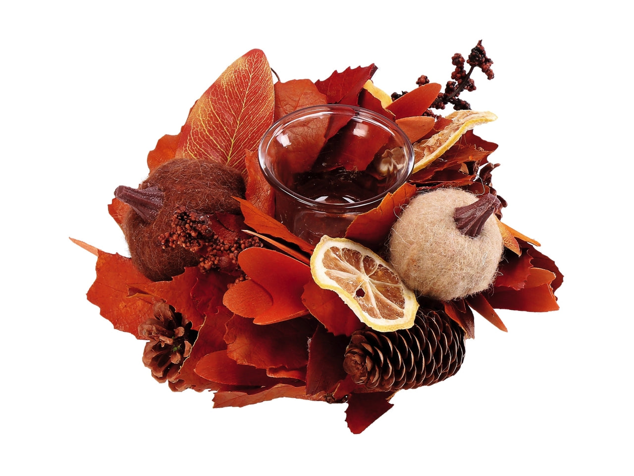Portatealight con zucche 18xh.10cm in 3 varianti di colori