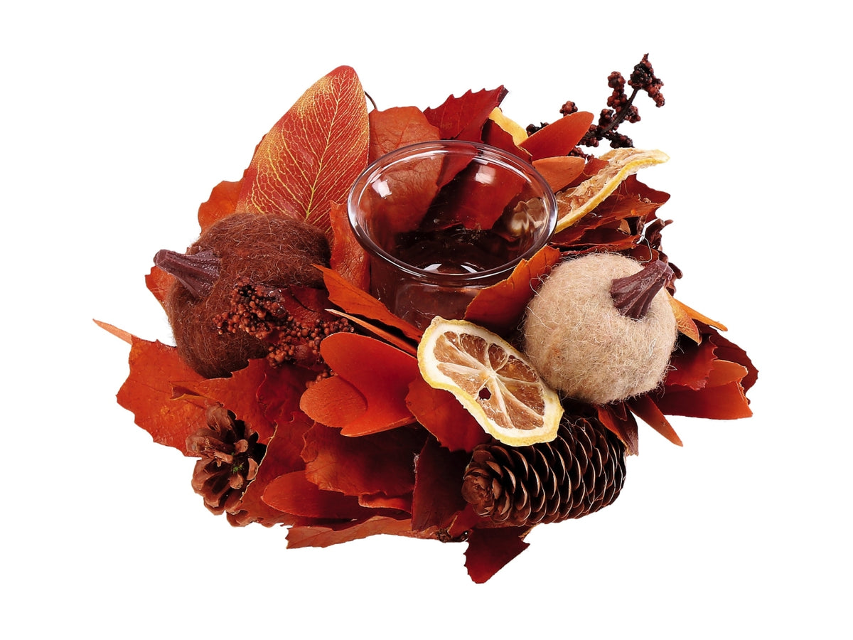 Portatealight con zucche 18xh.10cm in 3 varianti di colori