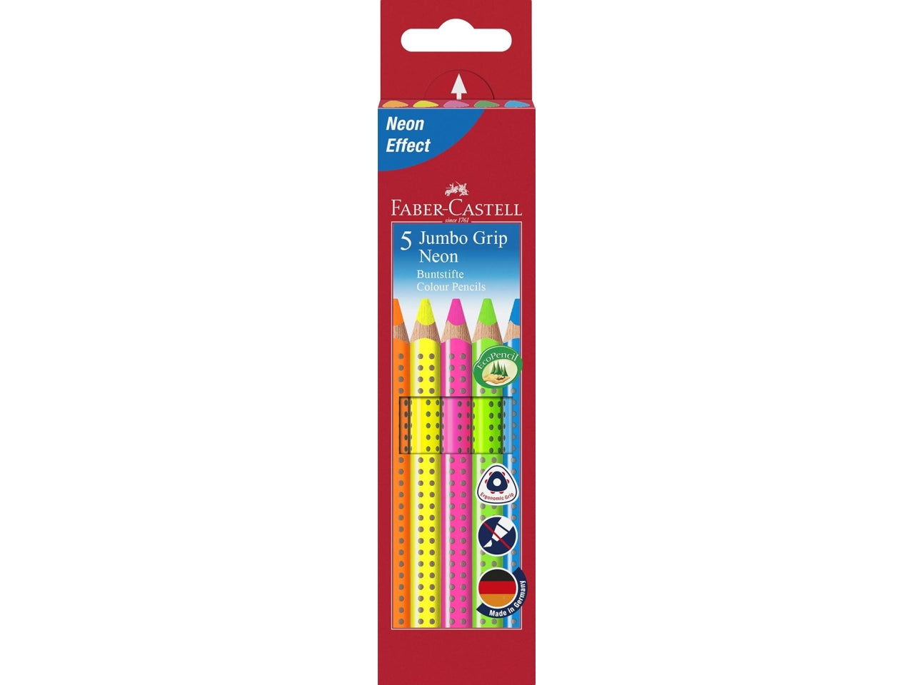 Matita colorata grip neon set da 5 matite
