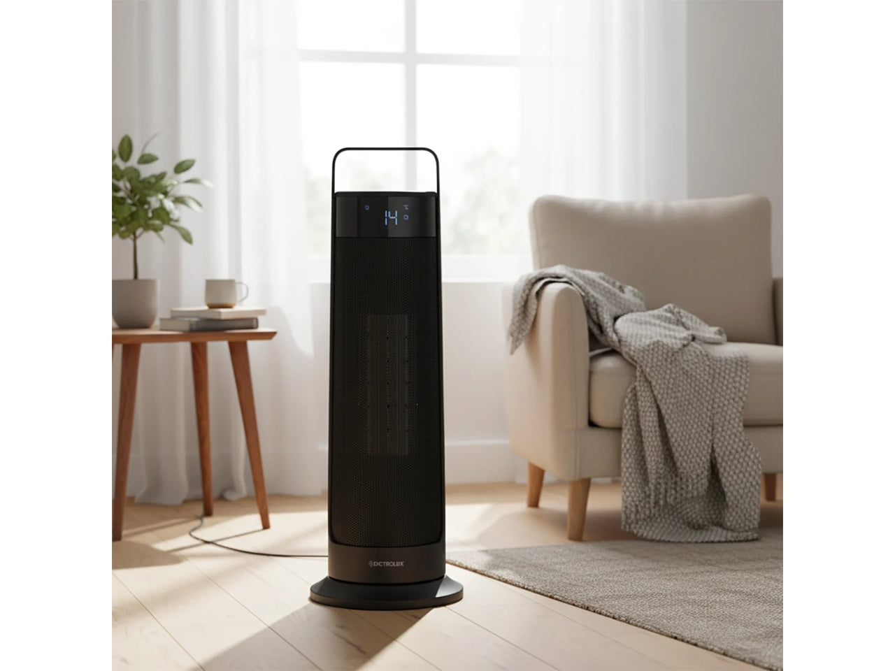 Termoventilatore a colonna Black Arcadia 2000W 19x19xh.54cm con oscillazione, 2 velocitÃ  e telecomando