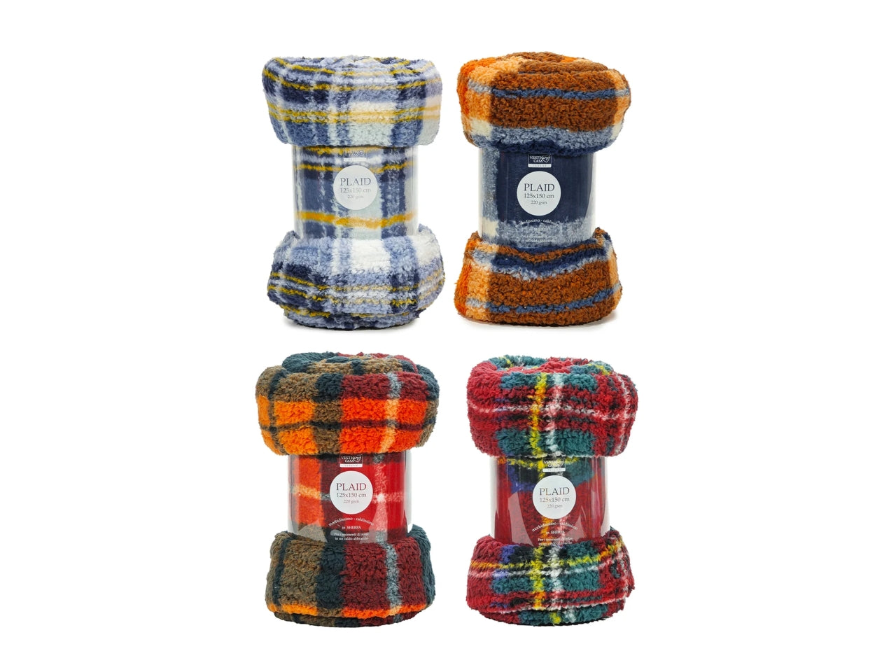 Plaid scozzese 125x150cm in 4 colori assortiti
