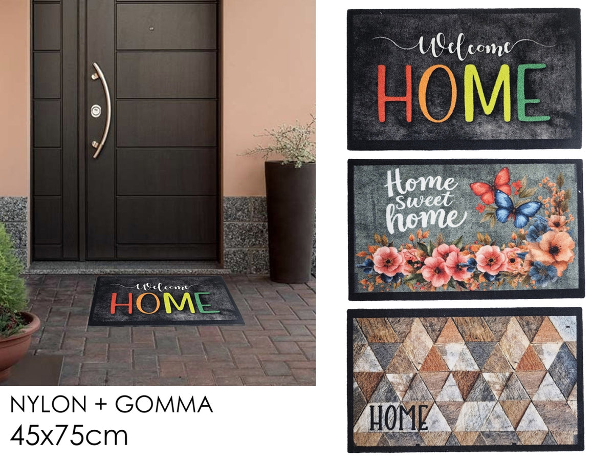 Tappeto decorato in nylon e gomma 45x75cm, 3 fantasie assortite