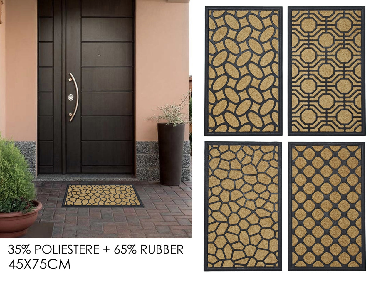 Tappeto Panama 45x75cm in poliestere e rubber, 4 fantasie assortite