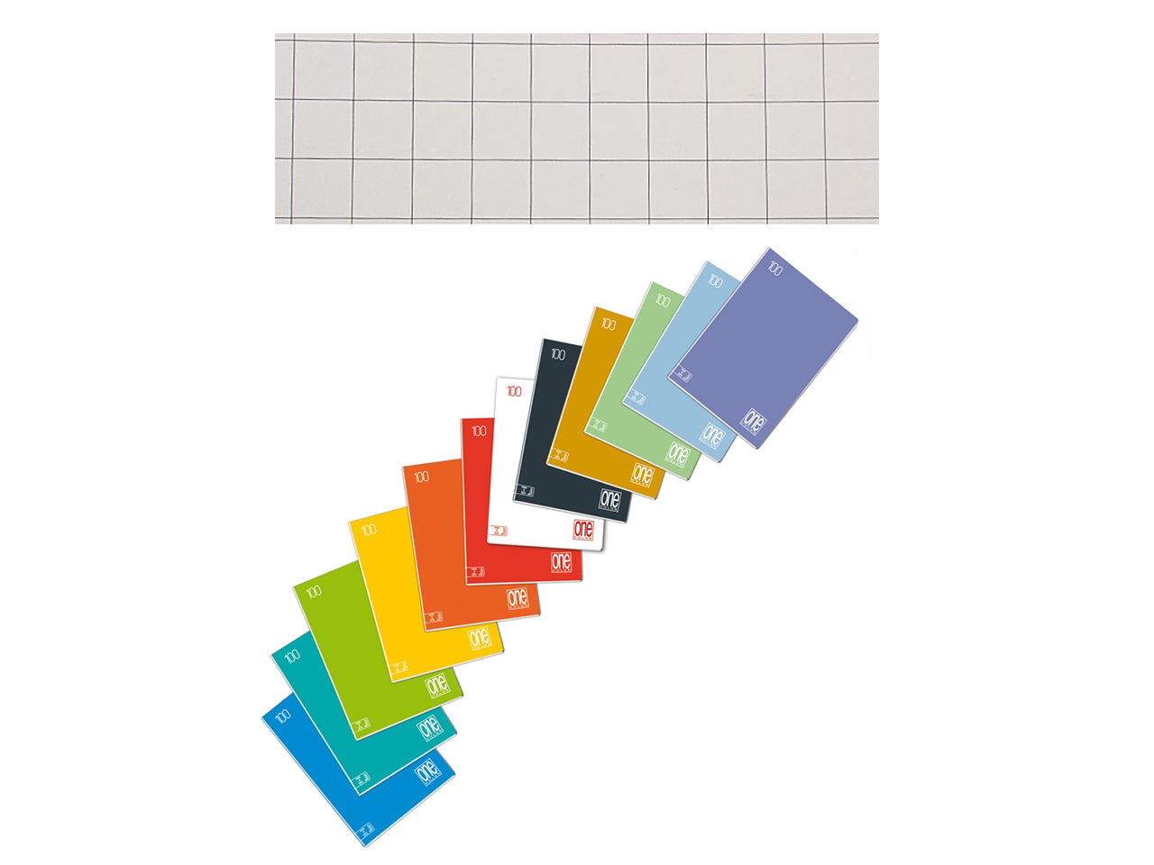 Maxi quaderni One Color rigatura 10M ad alta fogliazione 24+1 da 100gr e copertina 240gr in confezione da 10 maxi di colori assortiti