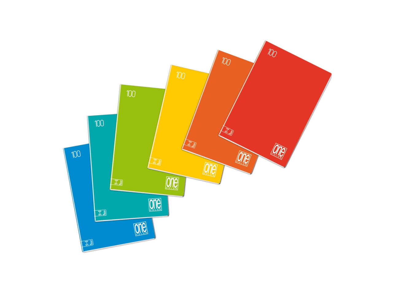 Maxi quaderni One Color rigatura A ad alta fogliazione 24+1, 96 facciate da 100gr e copertina 240gr in confezione da 10 maxi di colori assortiti