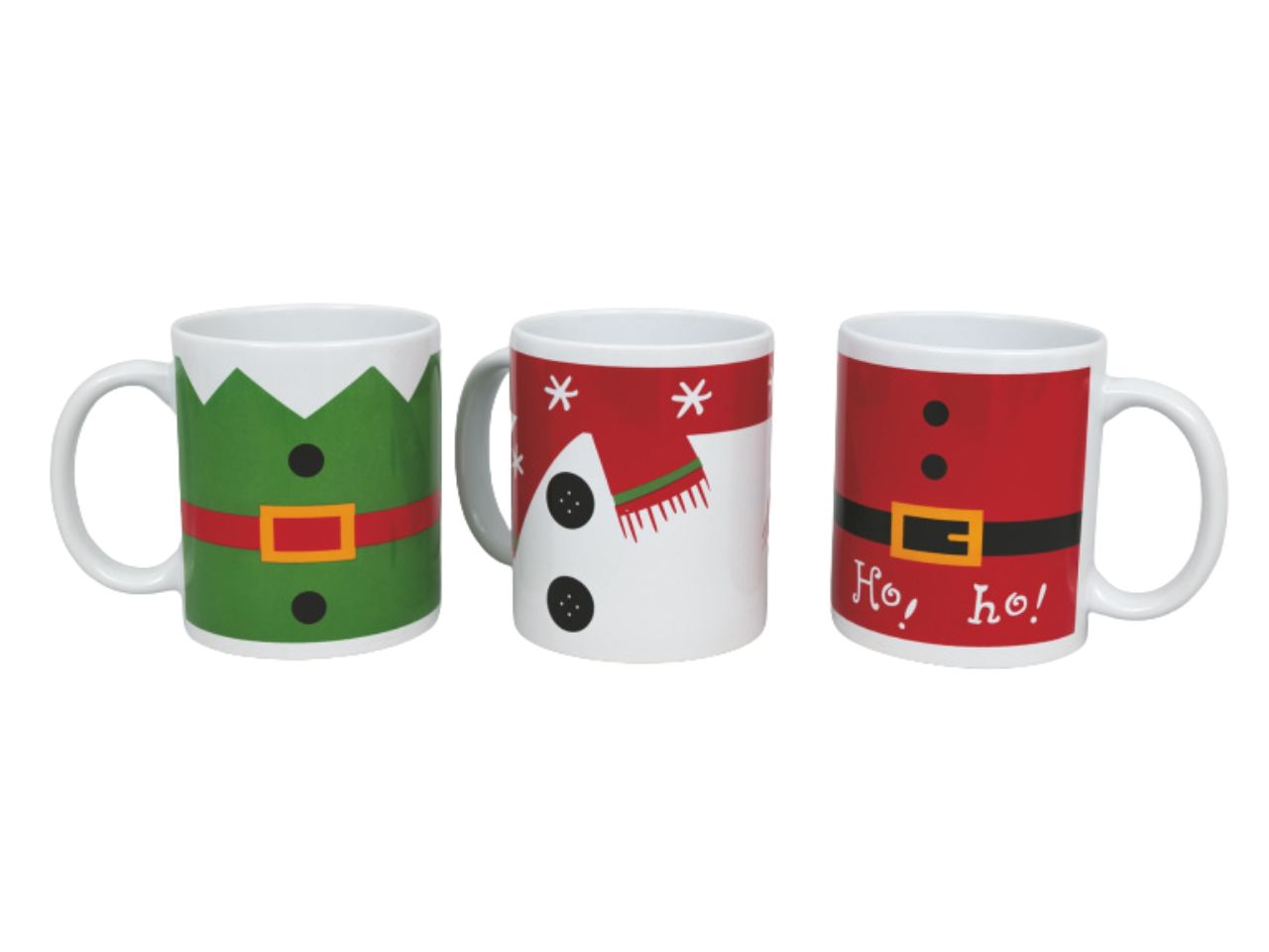 Tazza in ceramica natalizia decoro cinta babbo natale 8x9,5hcm 3 modelli assortiti