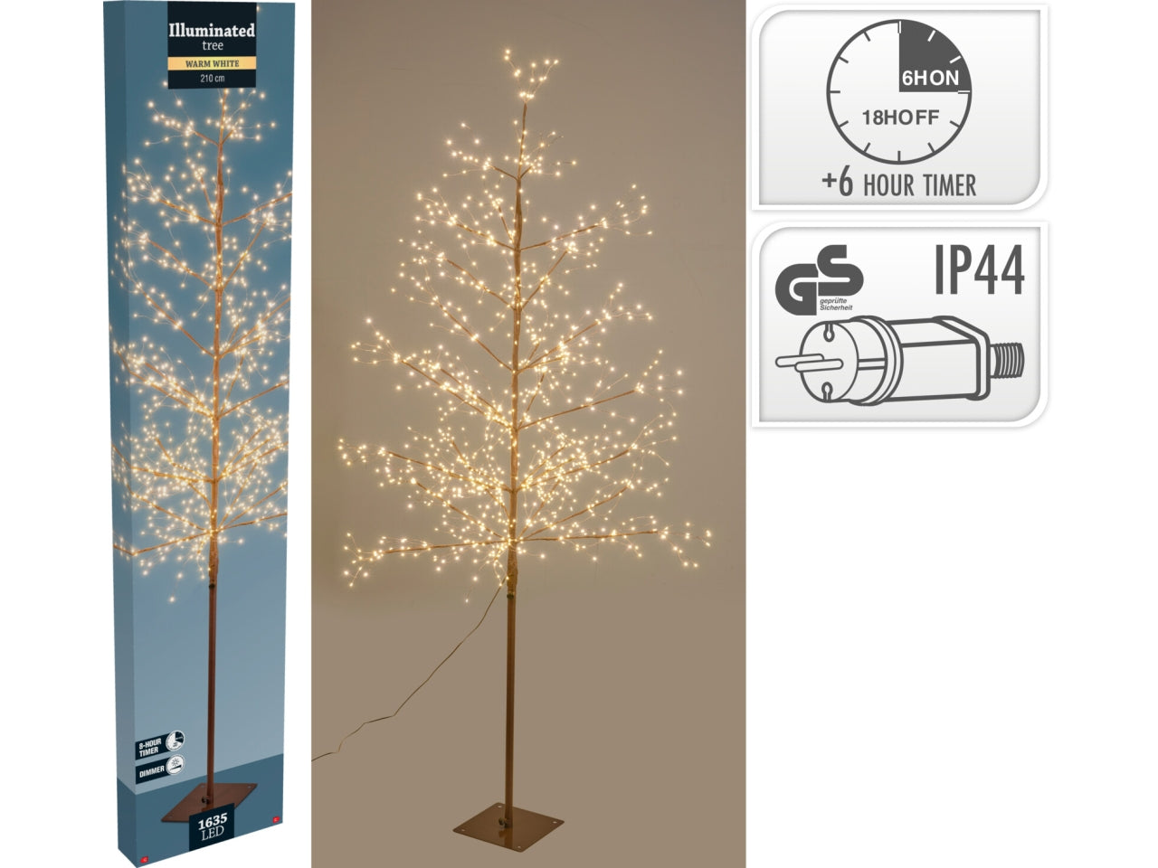 Albero di Natale 210cm con 1635led bianco caldo