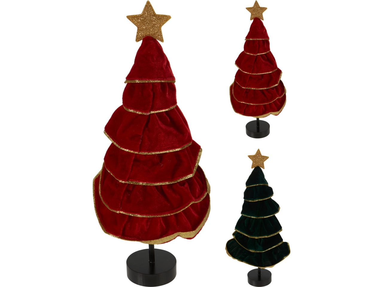Albero natalizio in velluto 38cm, 2 colori assortiti