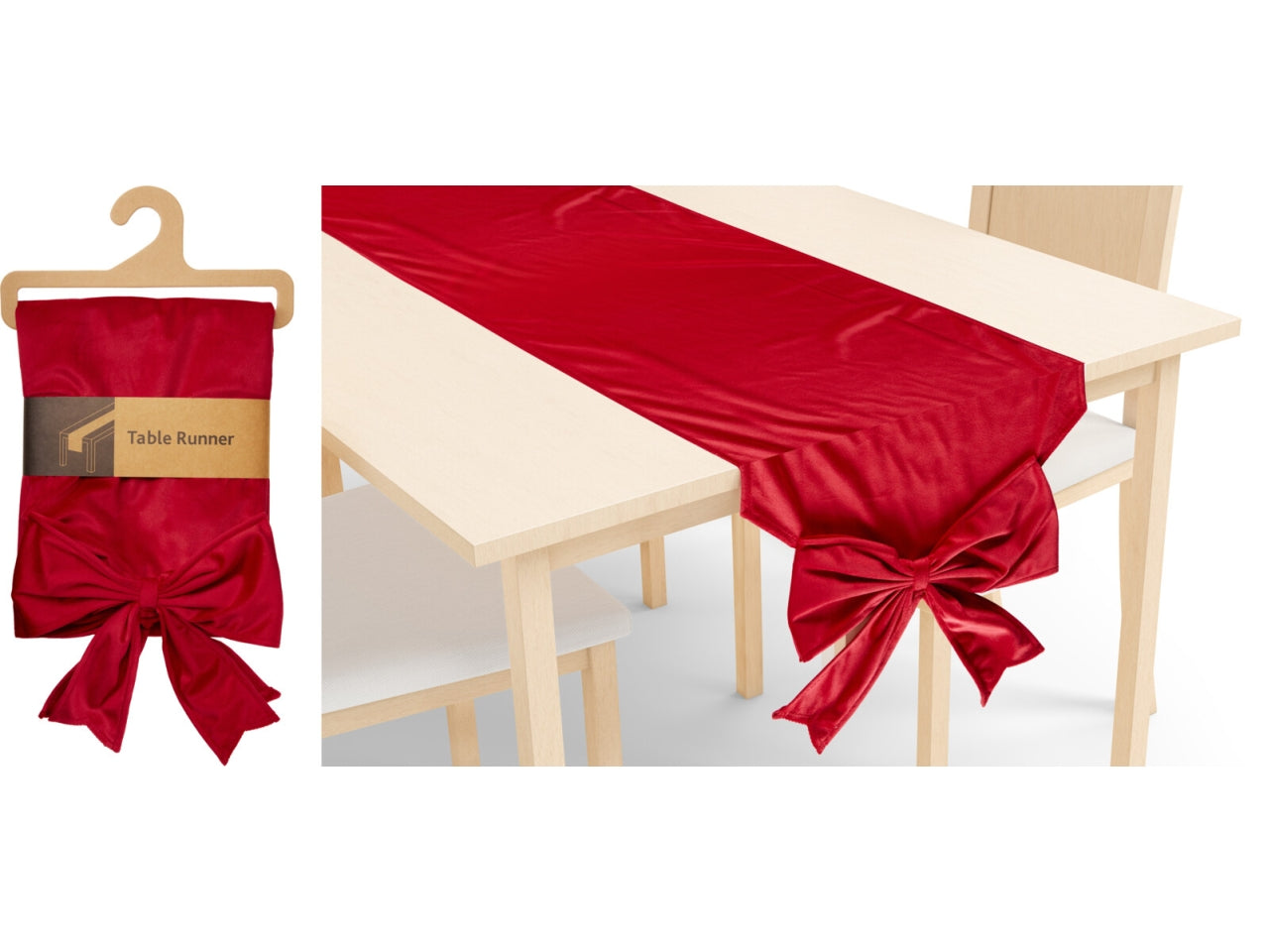 Runner natalizio da tavola 33x240cm rosso