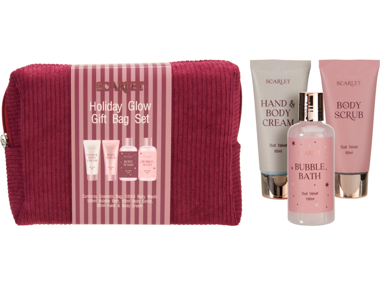 Set regalo beauty 4 pezzi con borsa in velluto