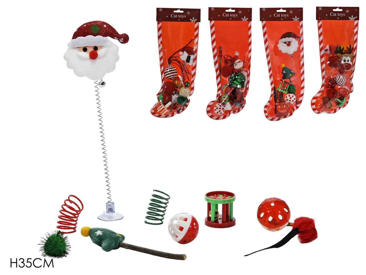 Calza 35cm con giochi interattivi per gatto, 4 assortimenti