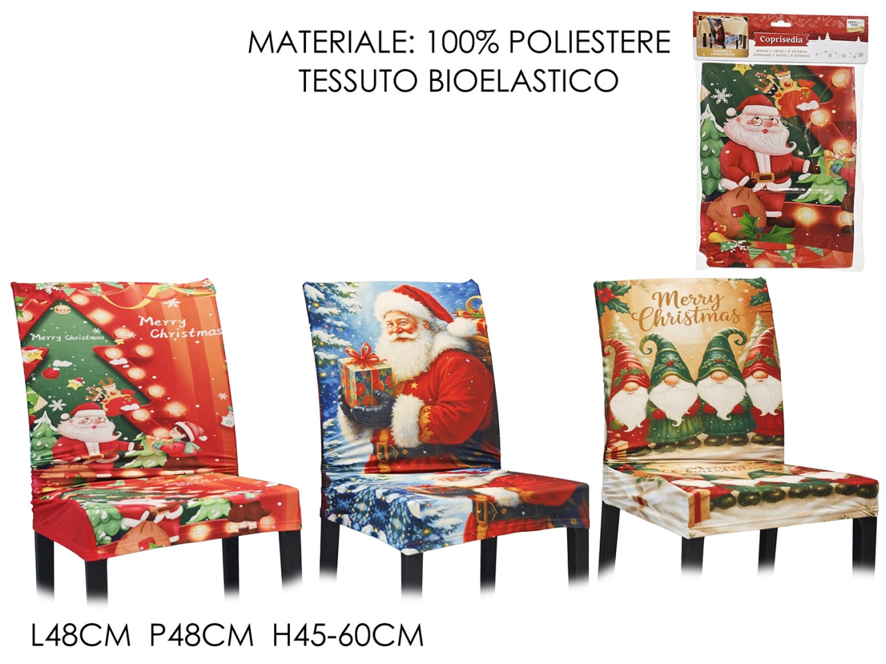 Coprisedia natalizio in tessuto bioelastico 40x37xh.80cm in 4 fantasie assortite
