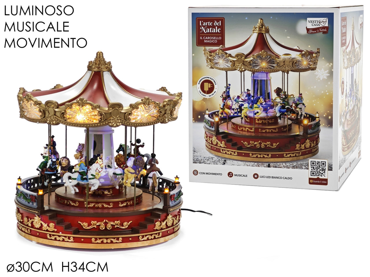 Giostrina 30xh.34cm in polistirene con luci, musica e movimento a batteria