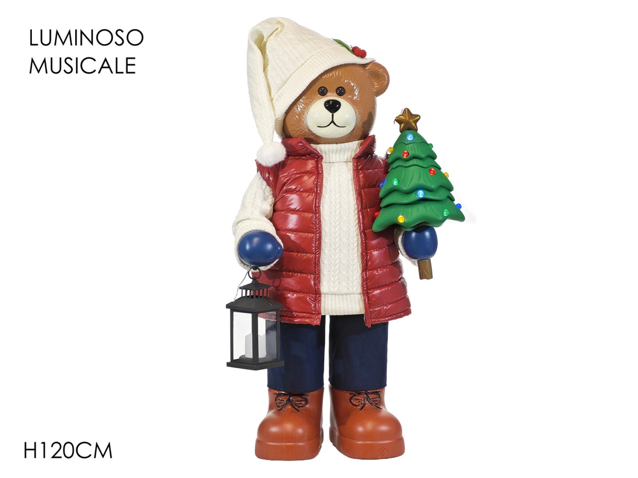 Orso maxi 120cm in poliestere con luci e suono a batteria