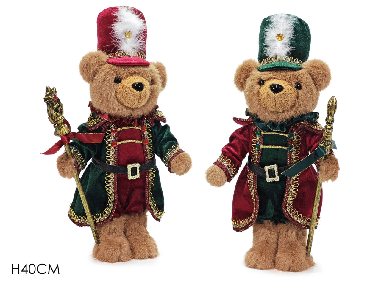 Orso soldatino 40cm in poliestere, 2 assortimenti