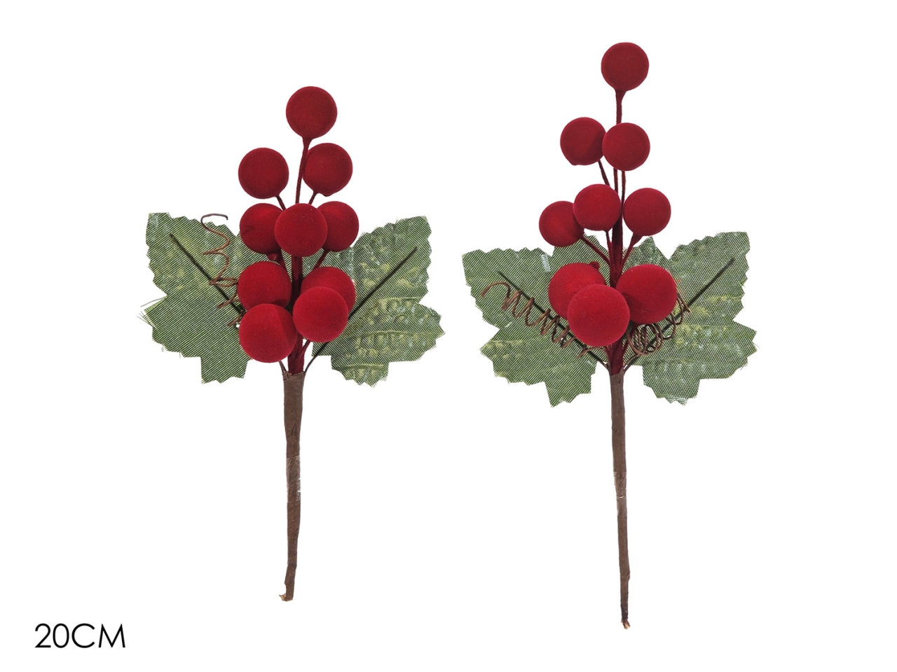 Pick 20cm con bacche vellutate bordeaux in 2 assortimenti