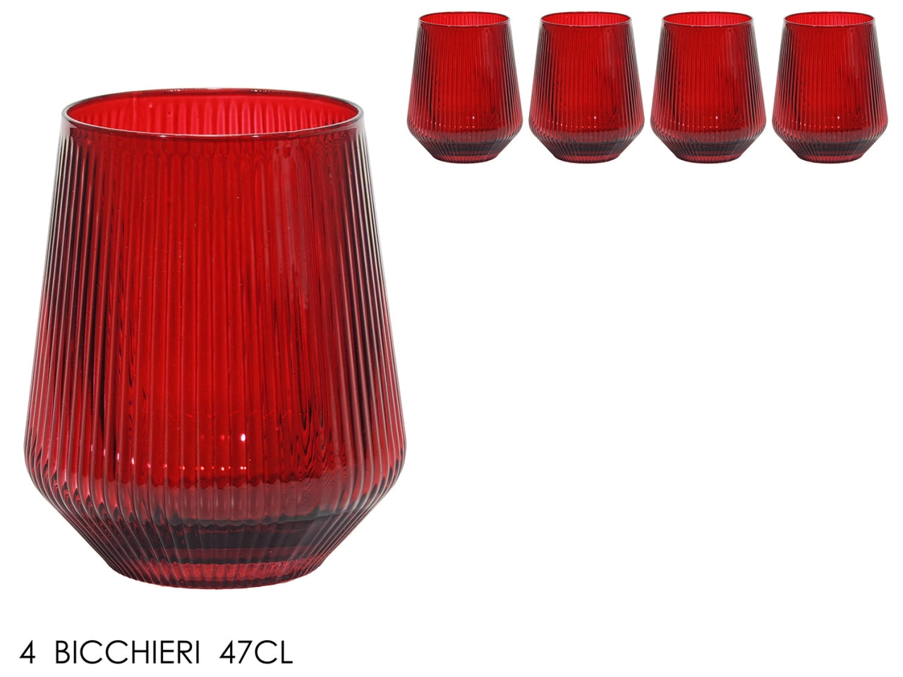 Royal bicchieri in vetro rosso, confezione da 4 pezzi da 47cl