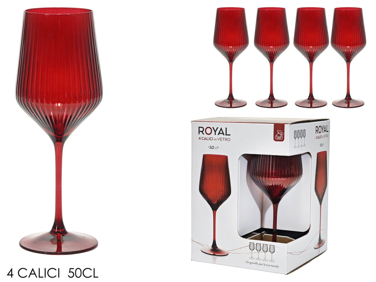 Royal calici in vetro rosso, confezione da 4 pezzi da 50cl