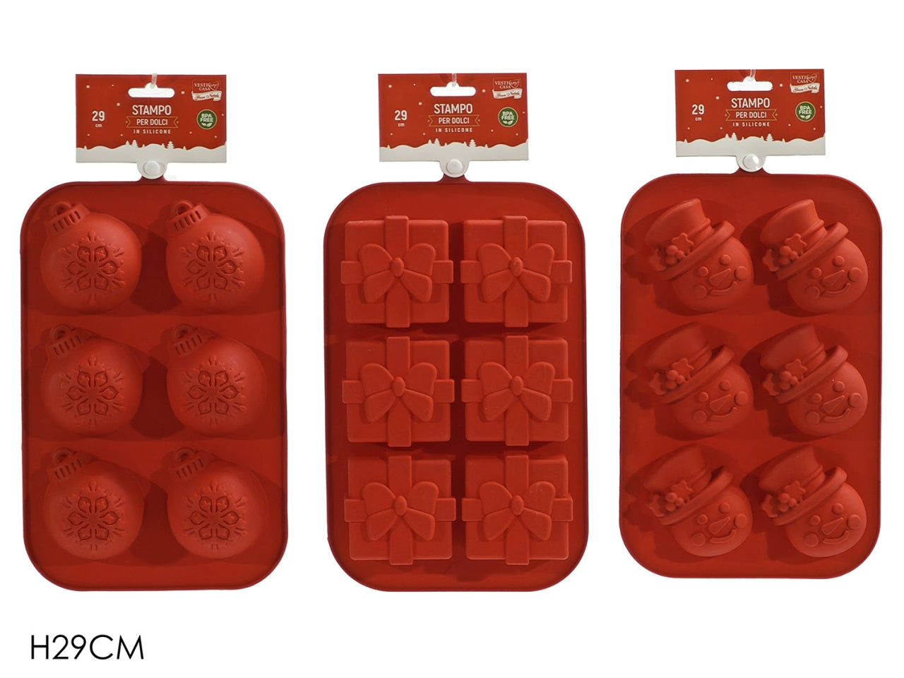 Stampo silicone 6 formine 29cm 3 assortiti