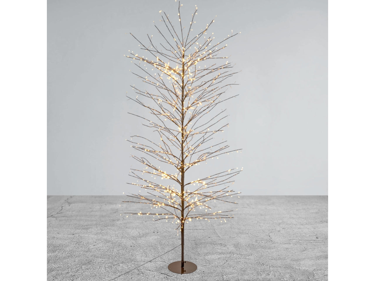 Albero ramo tiglio marrone h230cm con 1560 microled bianco caldo, gioco di luce flashled diamond, rami modellabili, IP44 interno/esterno