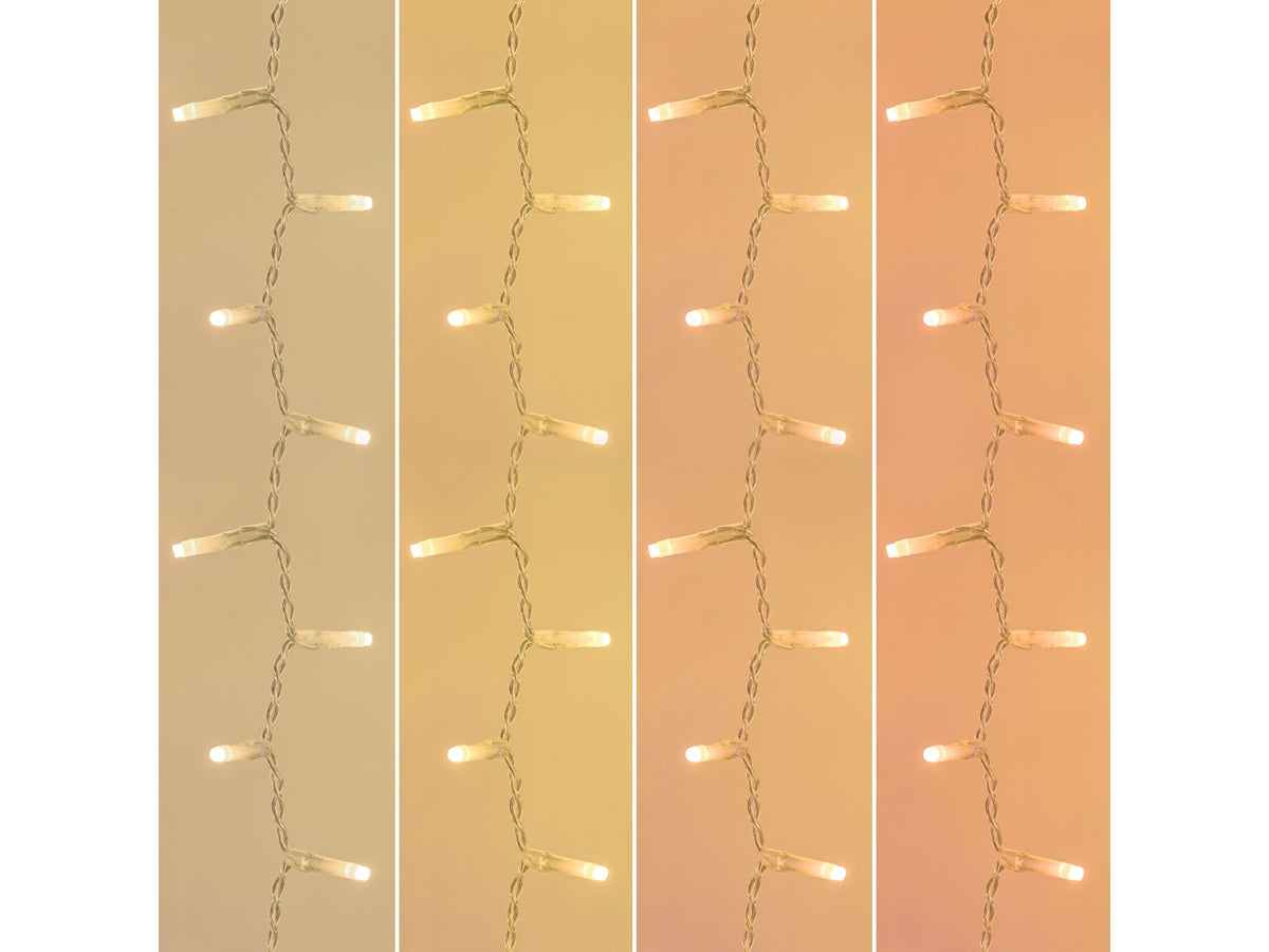Tenda luci 340xh80cm, 384 led ice cluster bianco caldo + bianco tradizionale con giochi di luce e telecomando per interno/esterno cavo trasparente