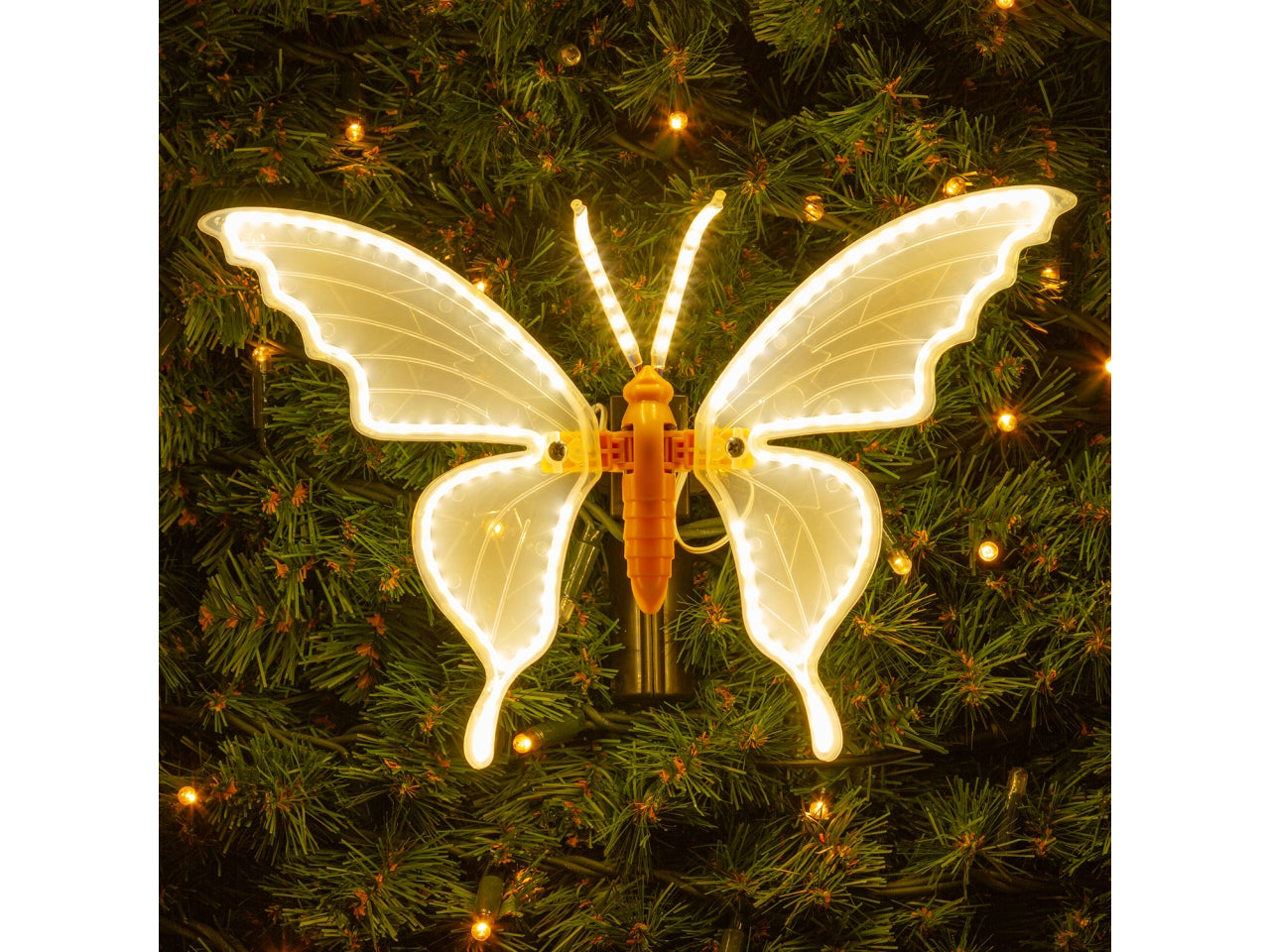 Farfalla luminosa 32cm con 156 led bianco caldo luce fissa per uso interno/esterno
