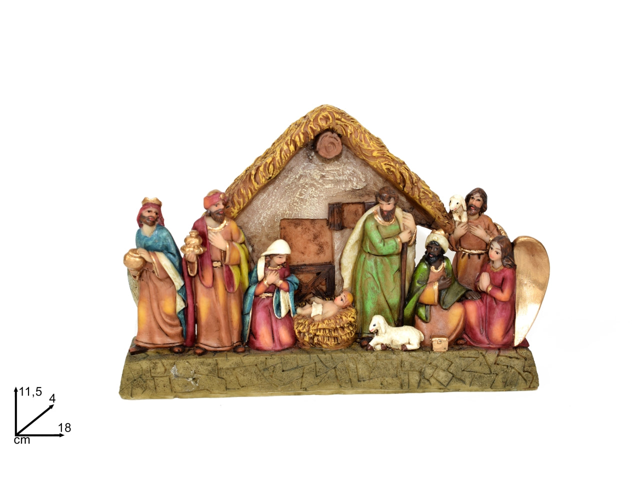 NativitÃ  con capanna in poliresina 18x11,5cm