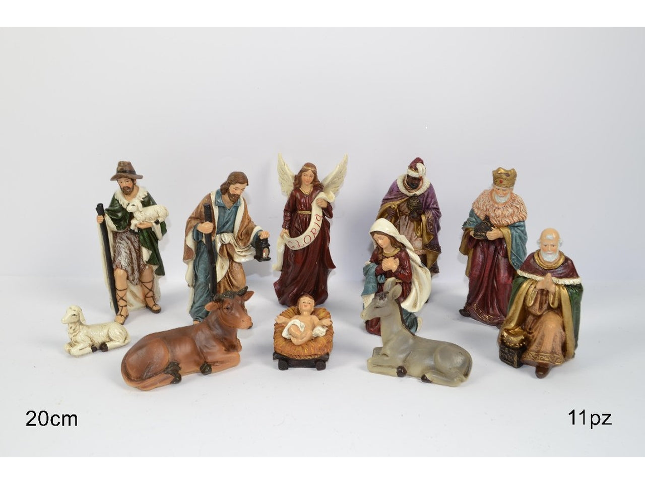 NativitÃ  in resina 20cm, set da 11 pezzi