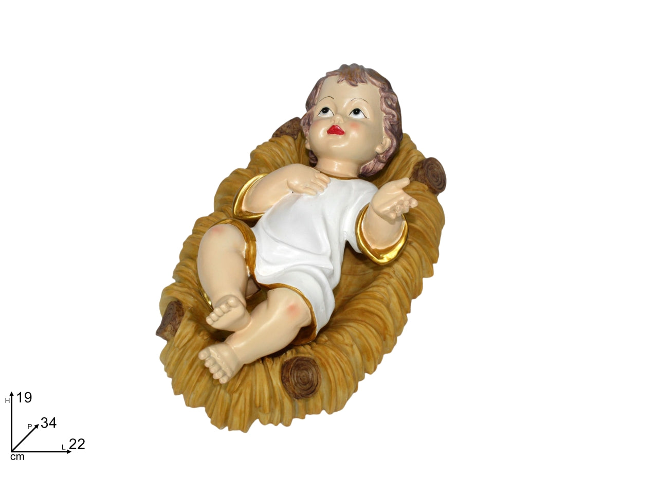 GesÃ¹ bambino 34cm vestito con culla