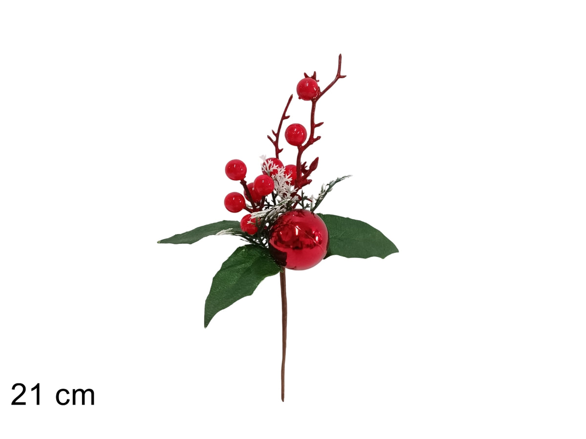 Pick 21 cm con bacche e palla rossa
