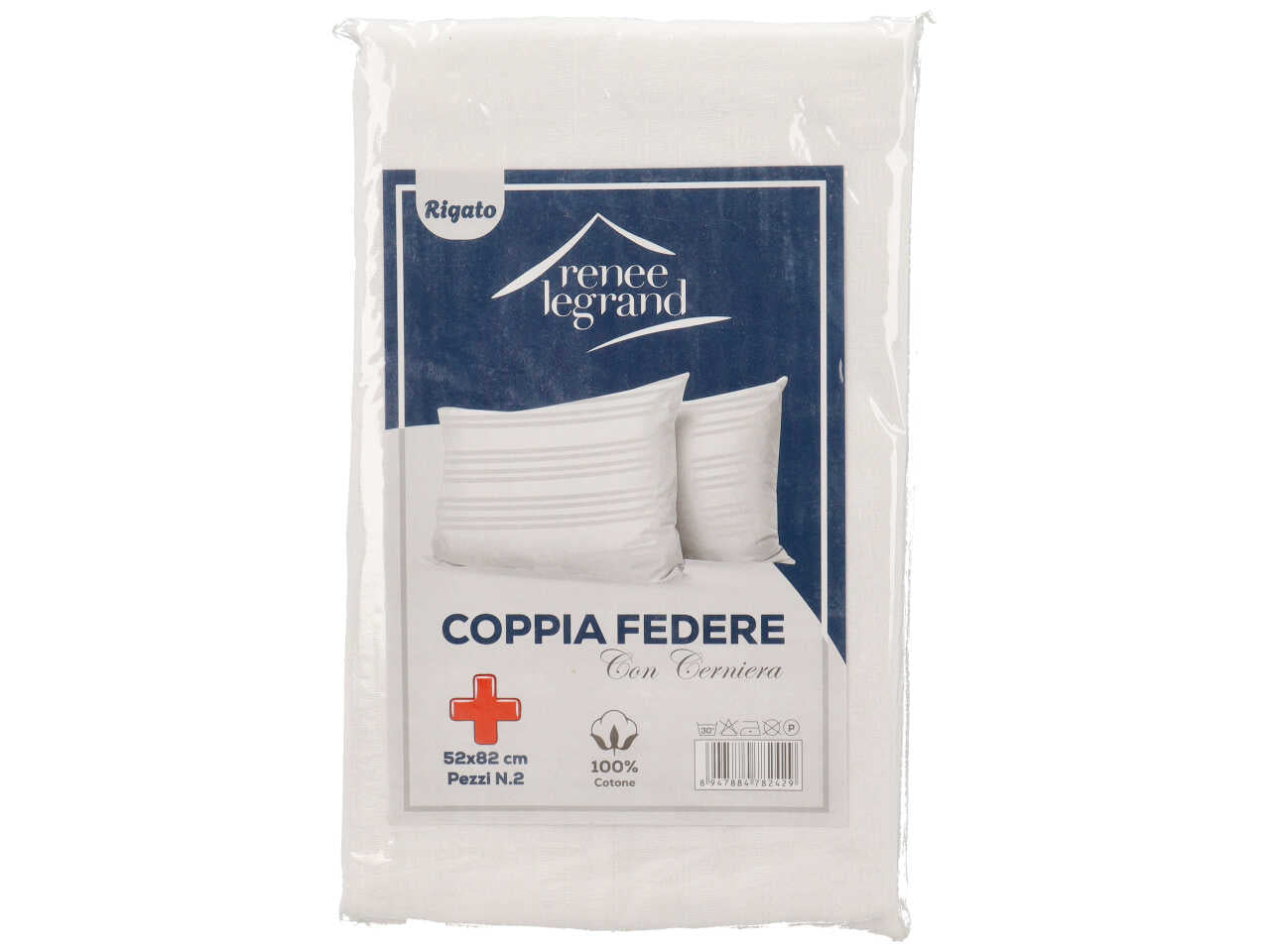 Coppia di federe rigate con zip
