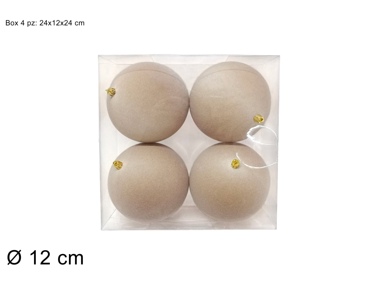 Palle 12cm in confezione da 4 pezzi floccata beige