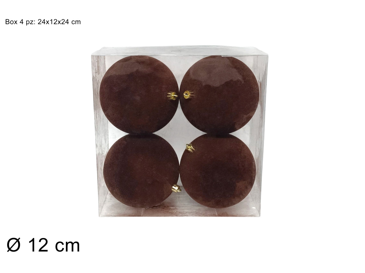 Palle 12cm in confezione da 4 pezzi floccata marrone