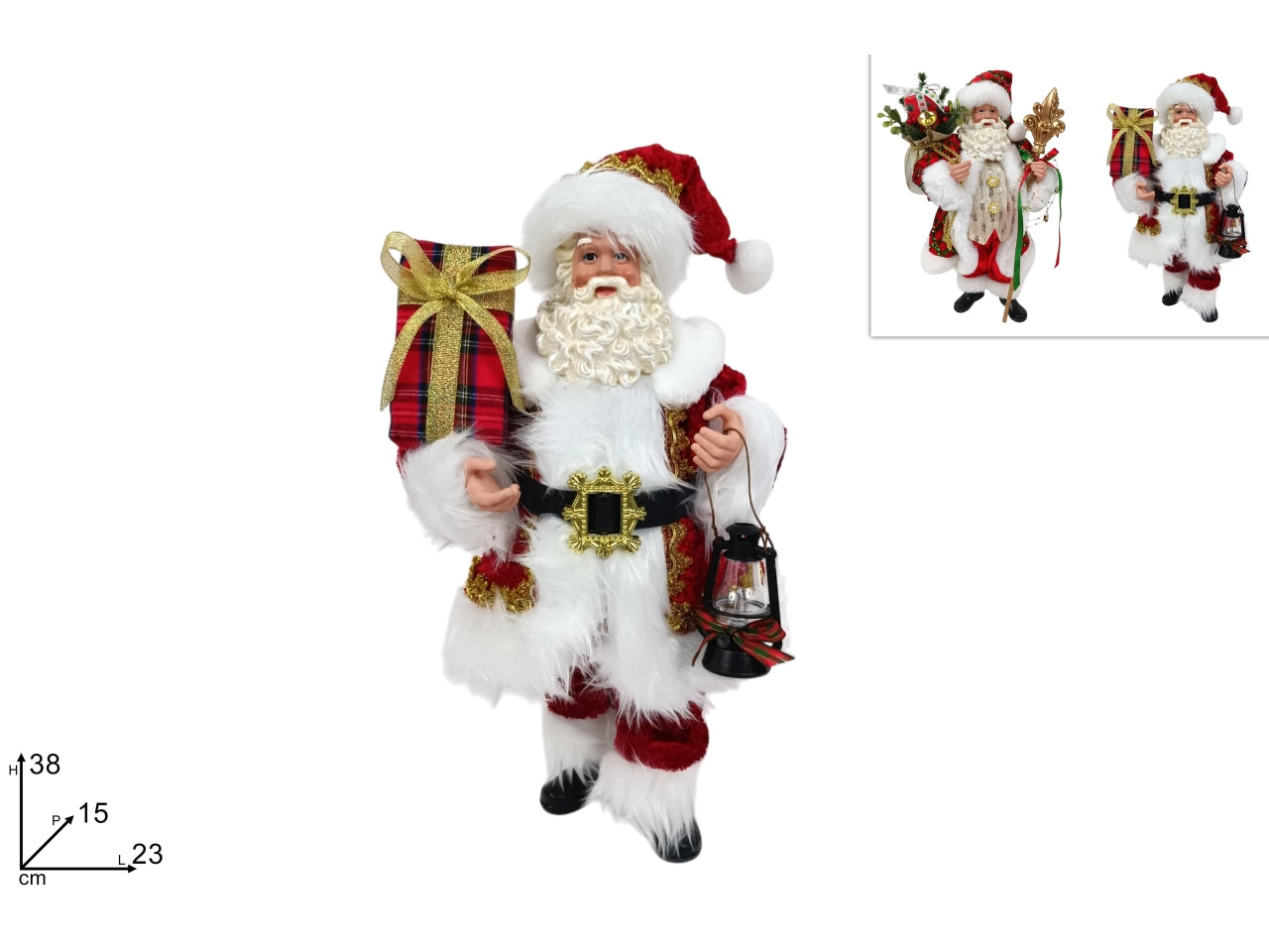 Babbo Natale 38cm con abito decorato, 2 assortimenti