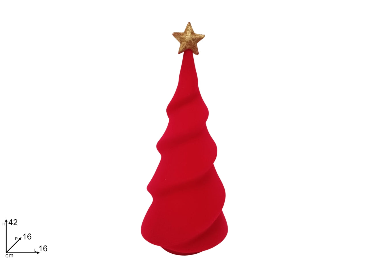 Albero decorativo 42cm effetto velluto rosso