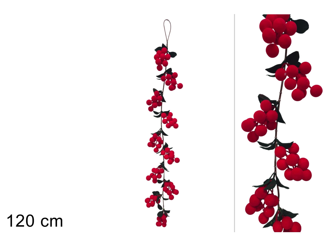 Ghirlanda 150cm con 10 fiocchi in velluto rosso