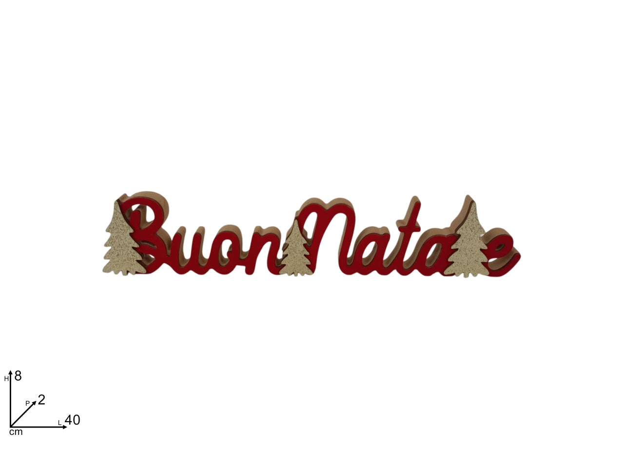 Scritta in legno "Buon Natale" effetto velluto rosso