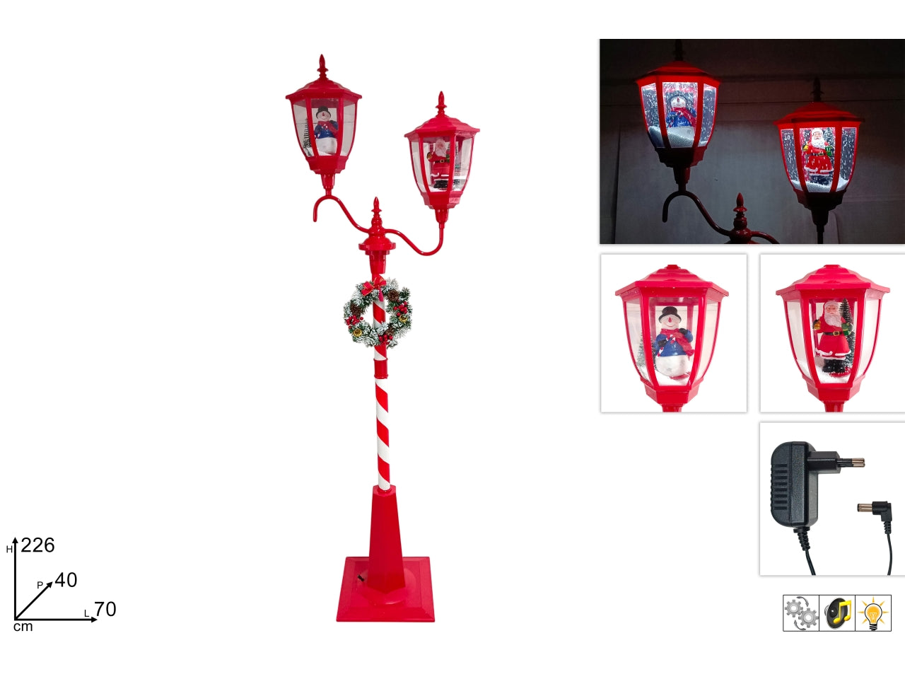 Babbo Natale maxi 106cm con 5 led a batteria
