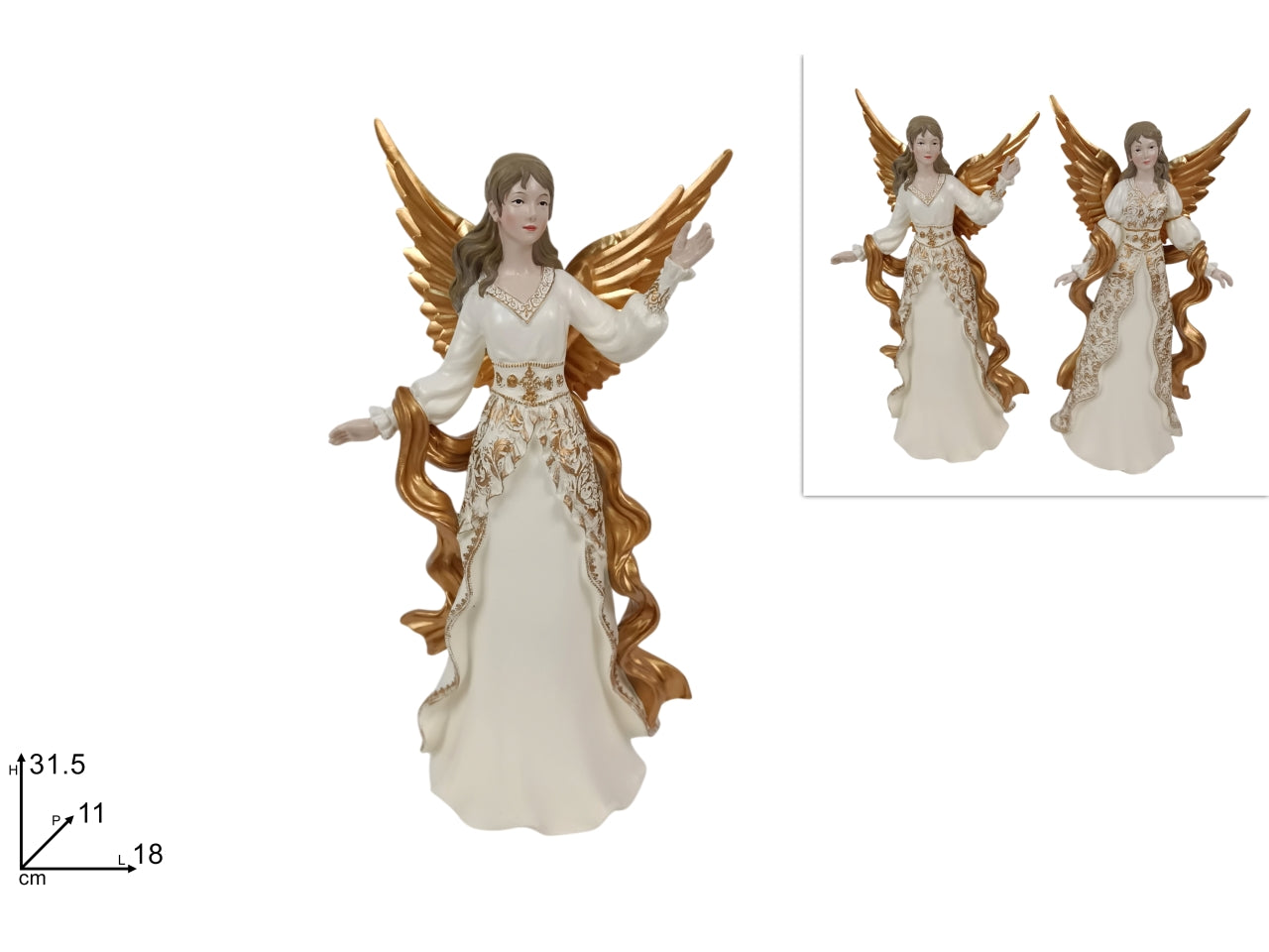 Angelo 31,5cm bianco e oro, 2 assortimenti