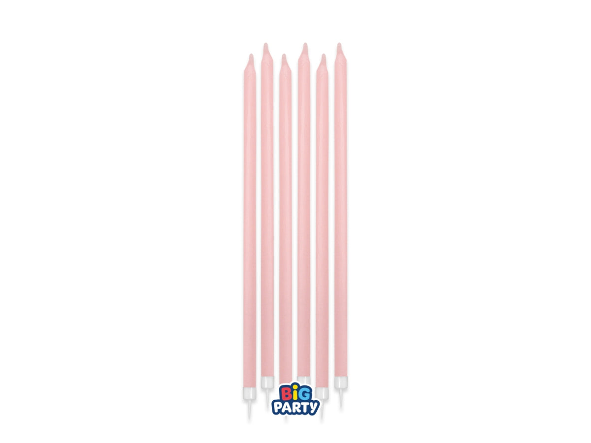 Candeline matite rosa baby 15cm + supporto set da 12  candeline