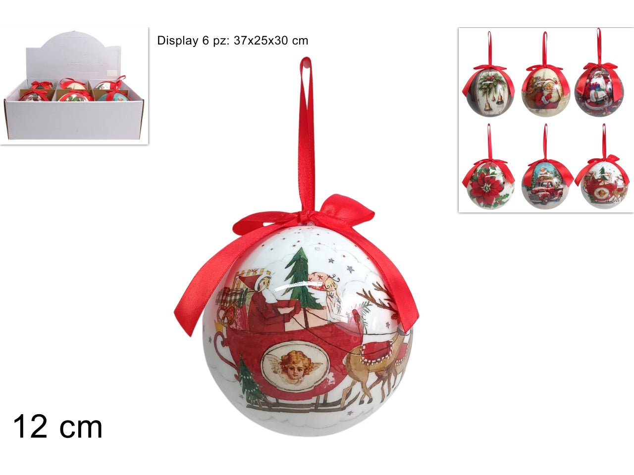 Pallina di natale decorativa da 12cm, decori assortiti