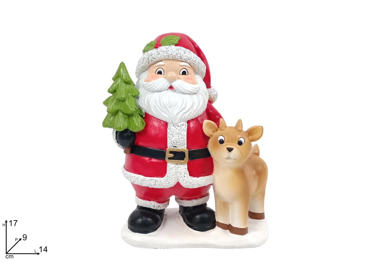 Babbo natale decorativo con cerbiatto, 17cm