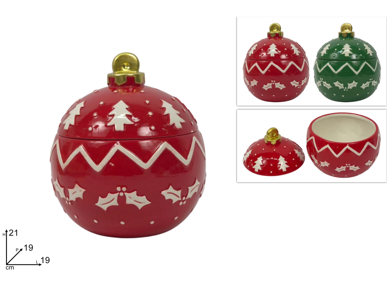 Barattolo a forma di palla di natale, 2 assortimenti