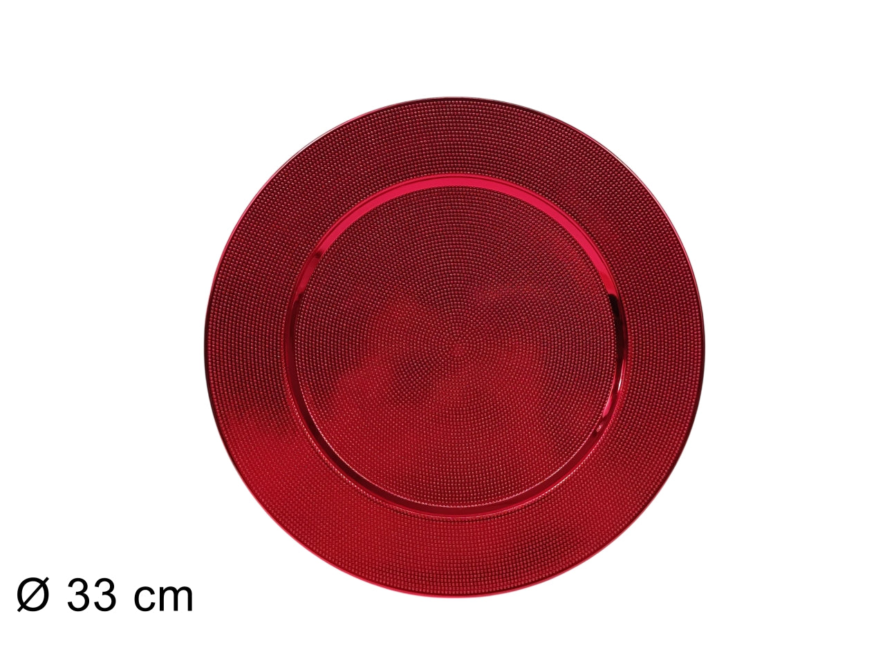 Sottopiatto rosso con decoro zigrinato da 33cm