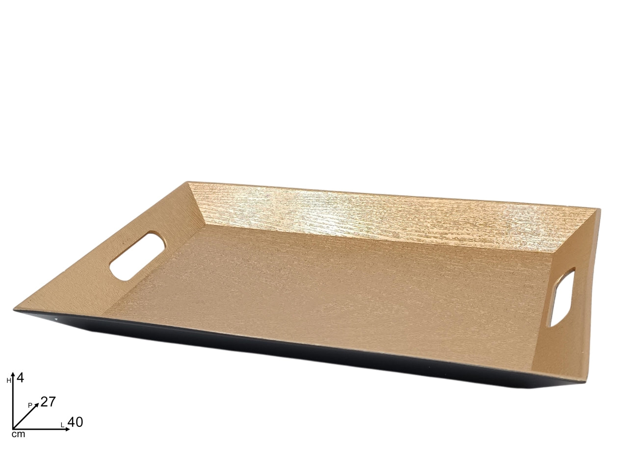 Vassoio oro effetto legno 40x27cm
