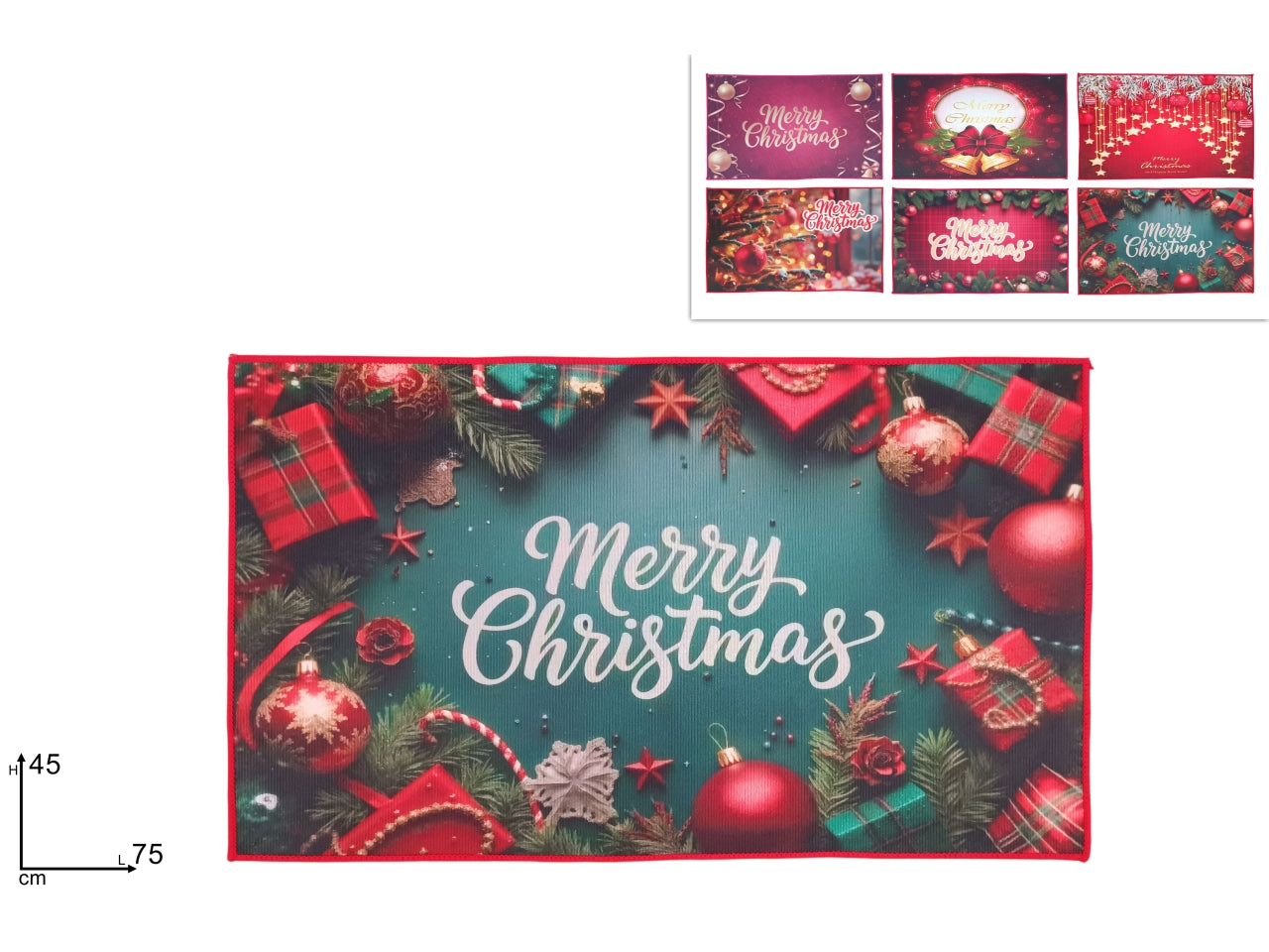 Tappeto natalizio 45x75cm, 6 fantasie assortite