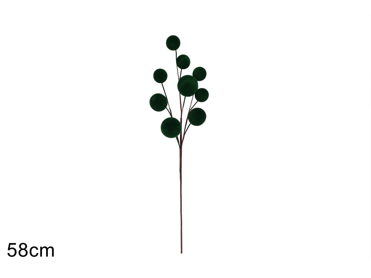 Ramo natalizio da 58cm con 9 palle in effetto velluto verde